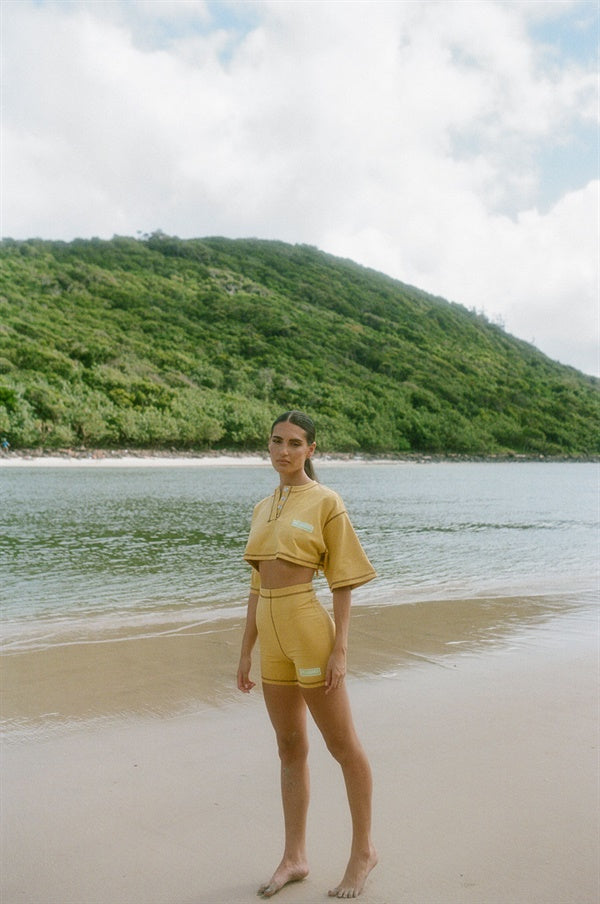 FT. Louisa Mustard High - Waisted Thick Cotton Citizen Bike Shorts