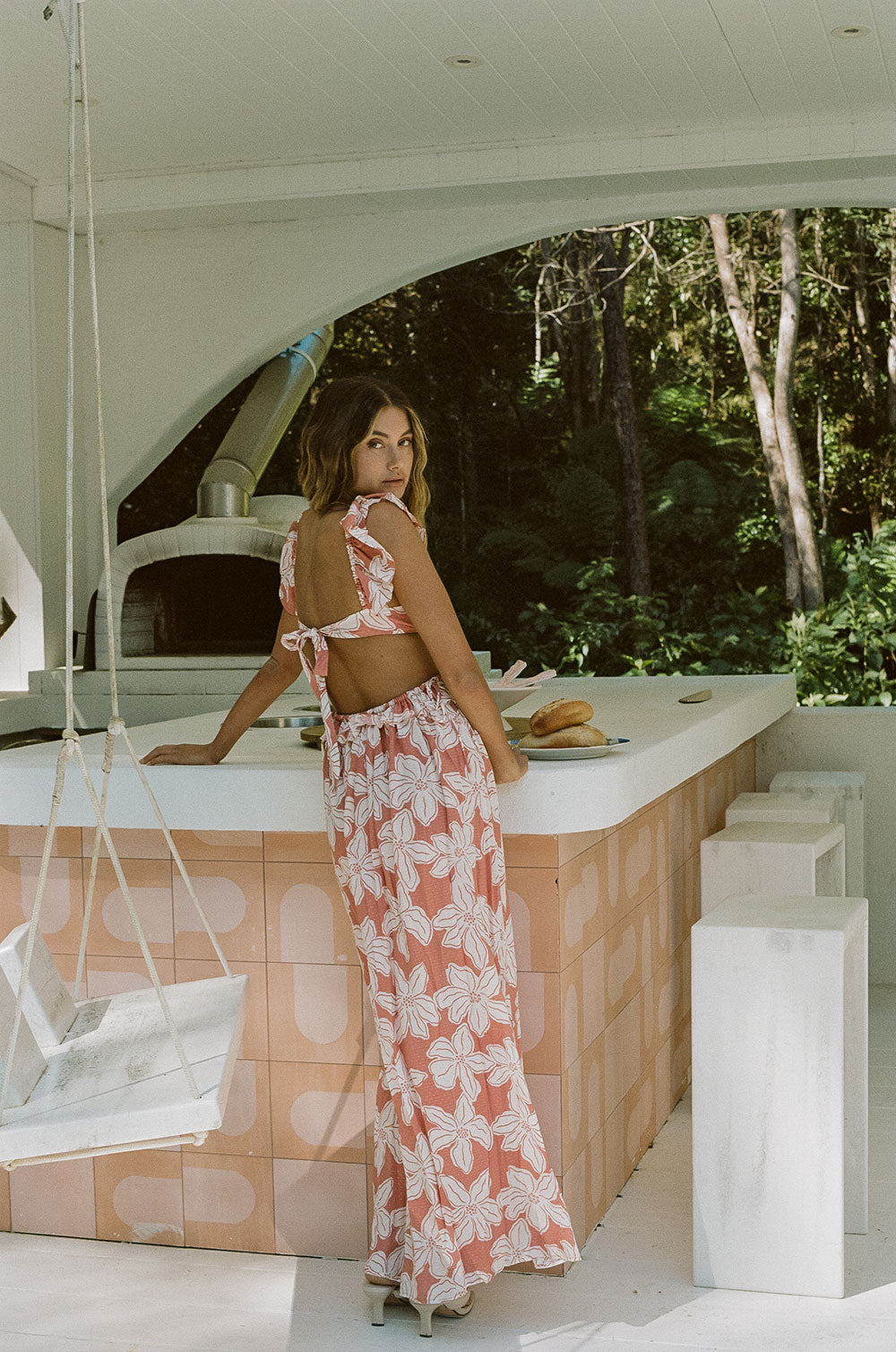 Women's Archa Maxi Dress with Exquisite Forest Floral Print from Isola Collection