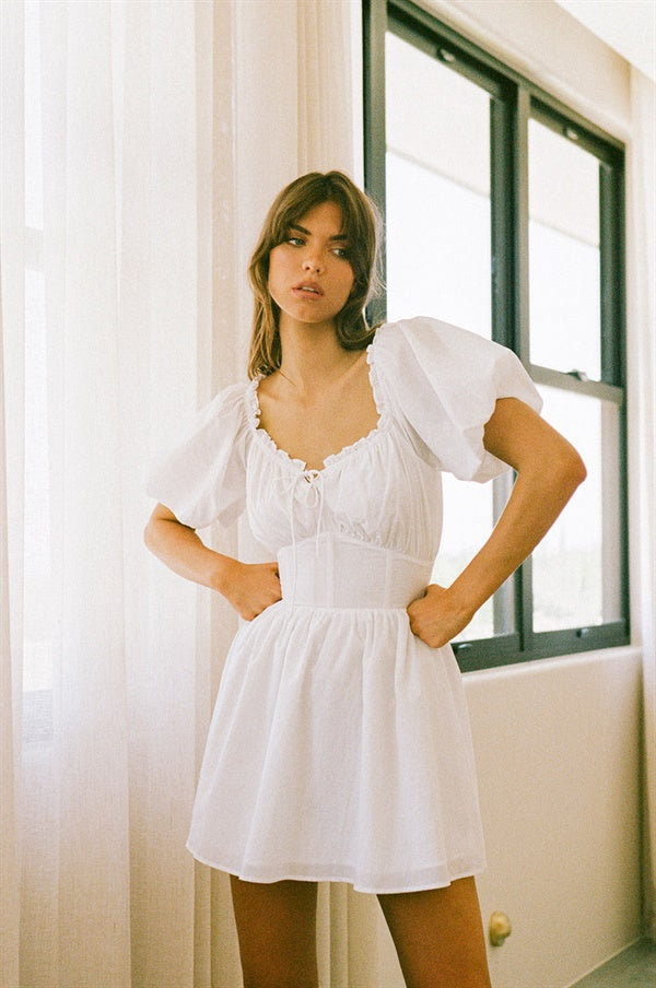 Exquisite White Cotton Voile Nyrobi Dress for Women