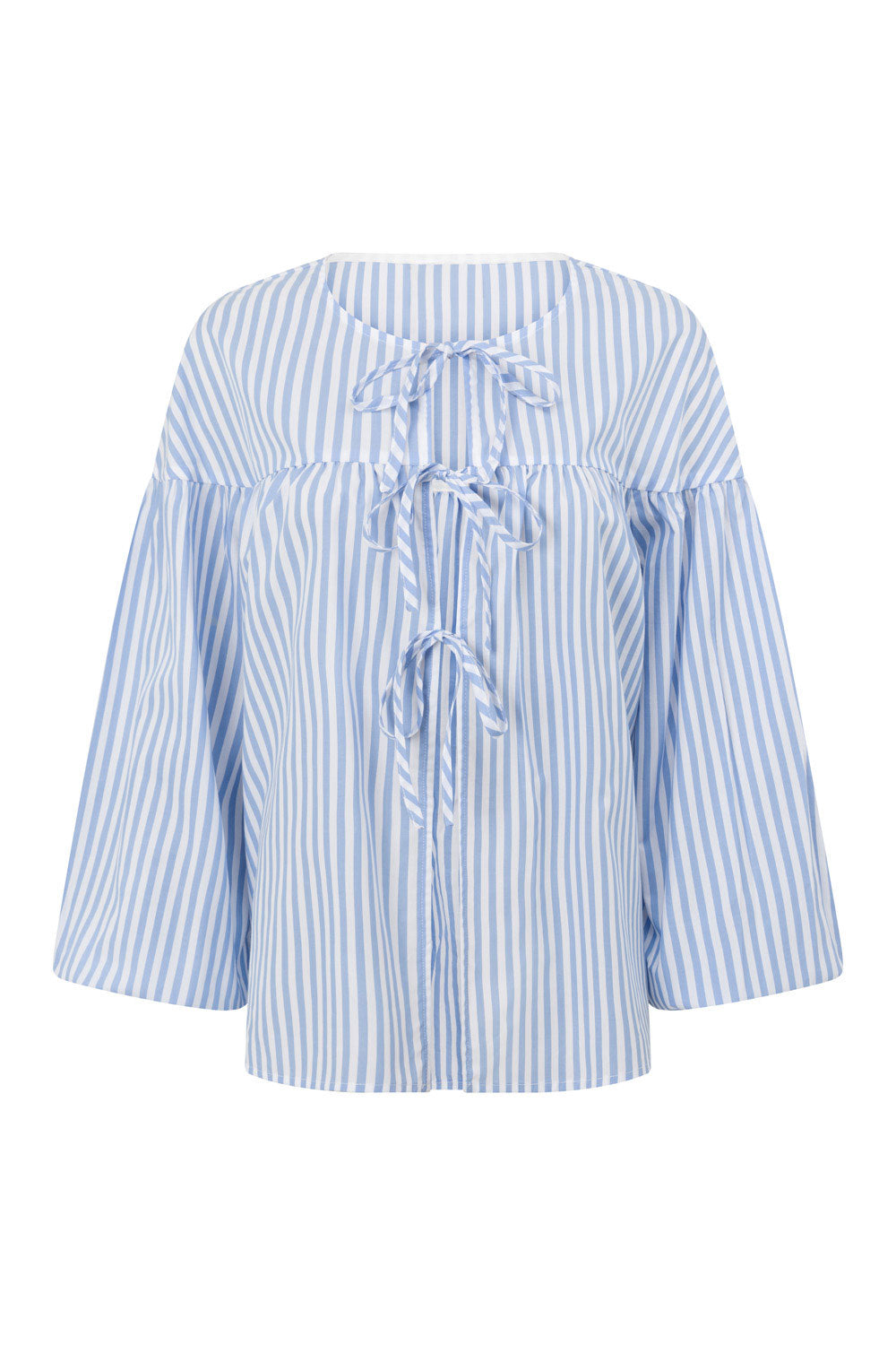 Sky Blue and White Striped Summer Pennie Women's Top