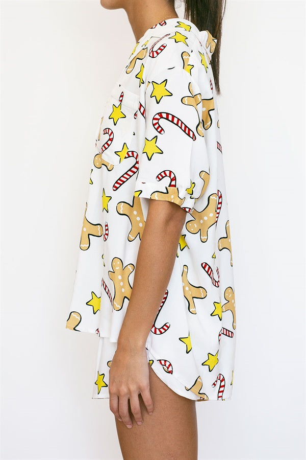 Christmas Gingerbread Themed Pajama Set for a Festive Holiday