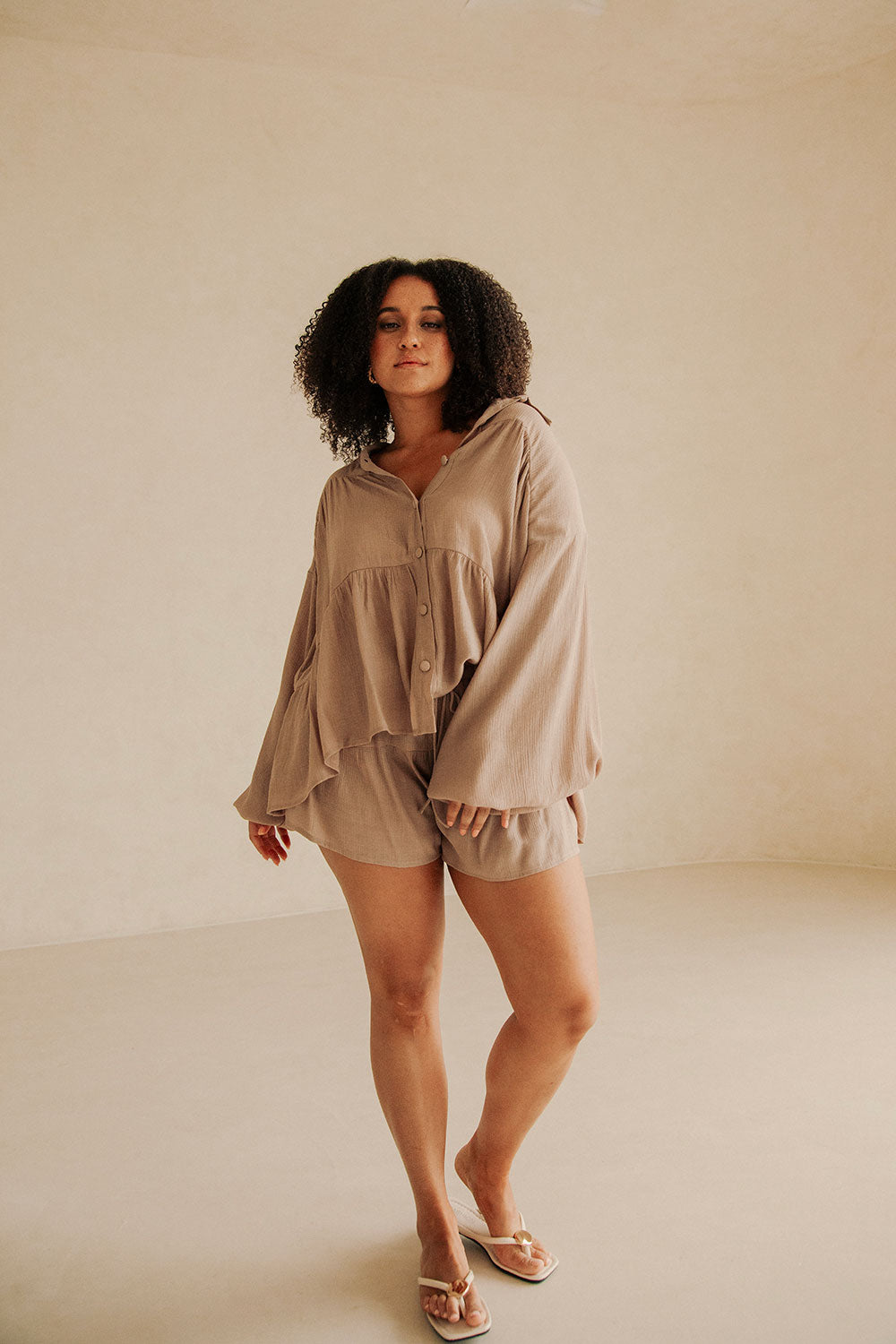 Sabo Exclusively Designed Mushroom-Colored Huxley Casual Shorts