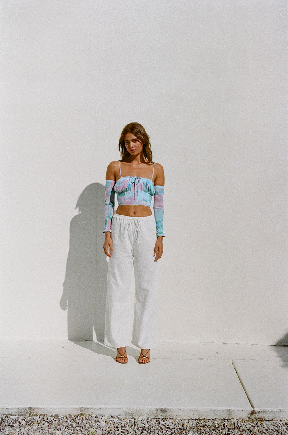 Exquisite Oceana Water Lilies Mesh Top with Adjustable Features