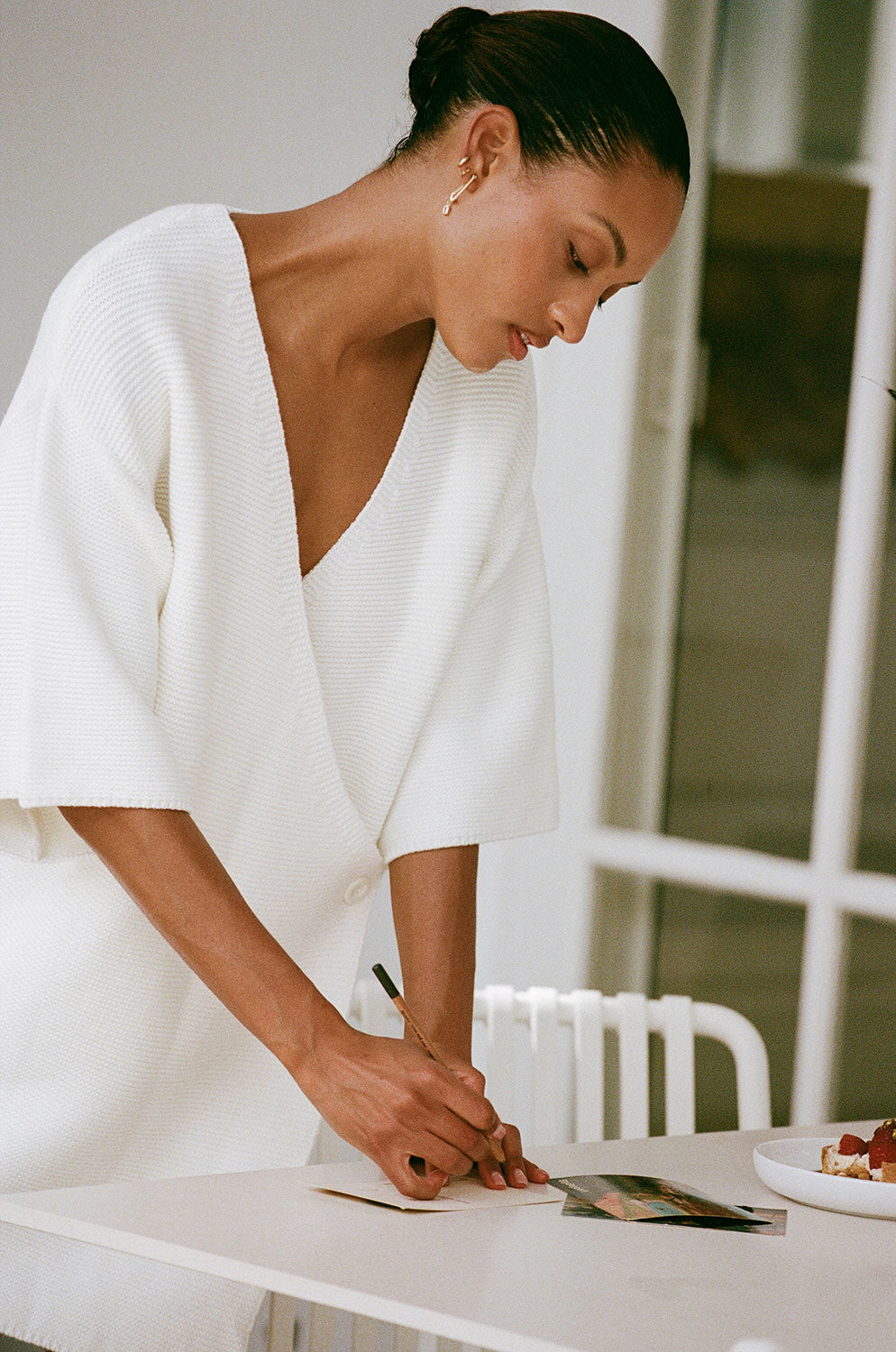 Jessie Women's Off - white Knit Wrap Dress for All Seasons