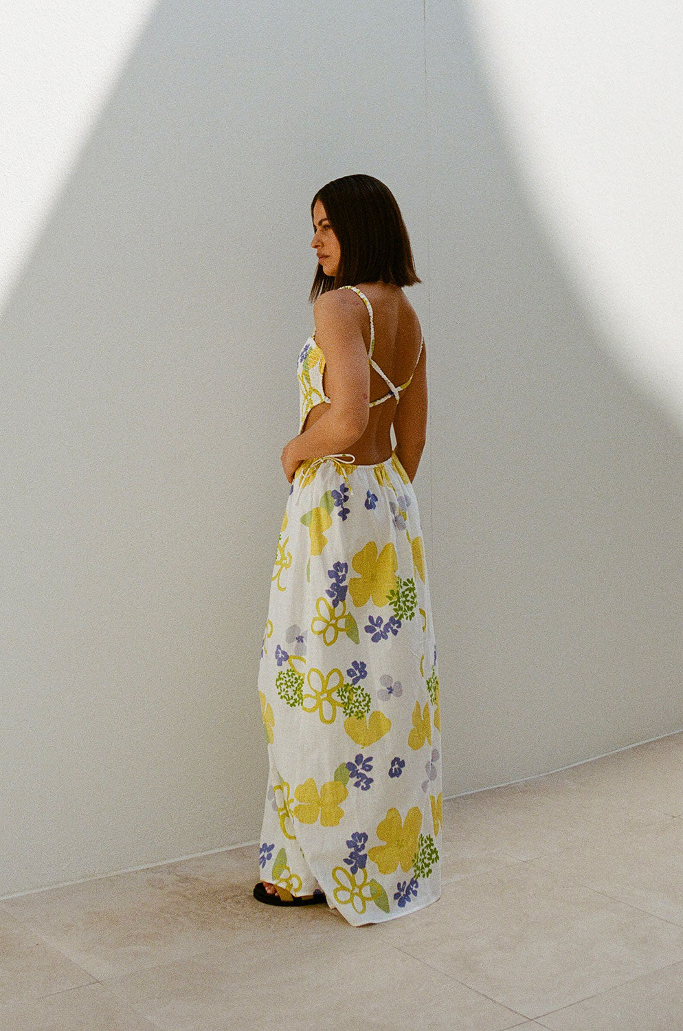 Backless Women's Axelle Dress in Exclusive Doe Coastal Green Color