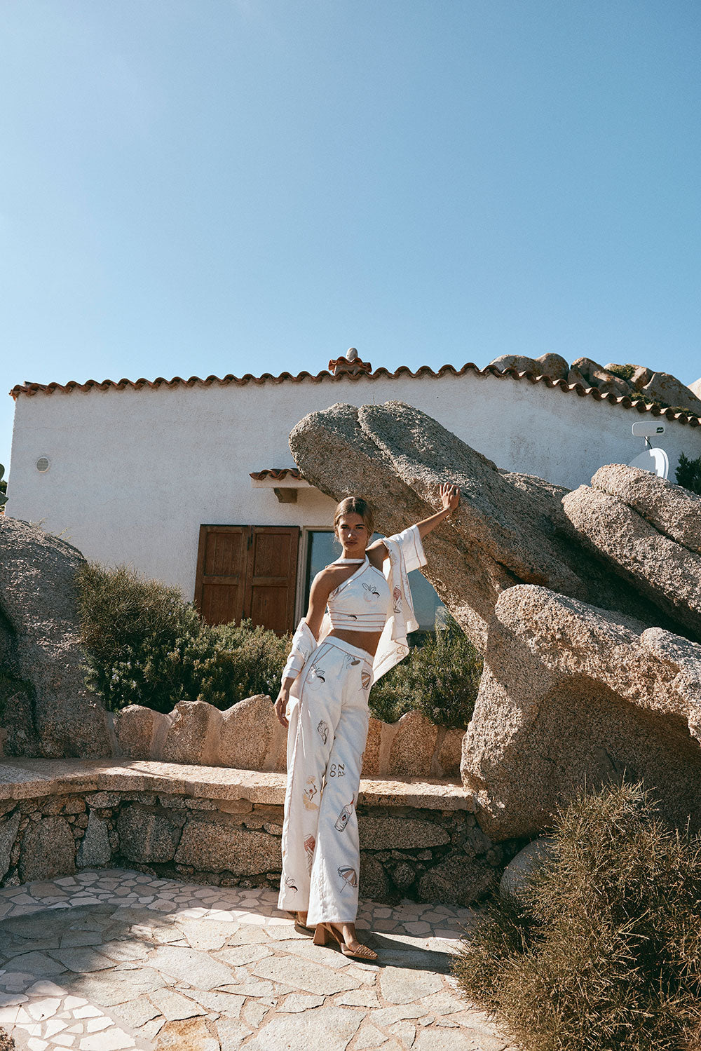 Exclusive Summer '25 Paradise Cove Linen Cotton Blend High Waisted Wide Leg Pants - Serenita