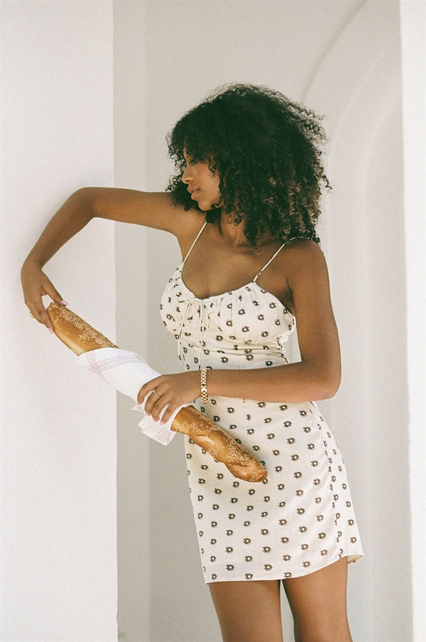 Dusty Floral Kahlua Dress - Elegant Cotton Blend