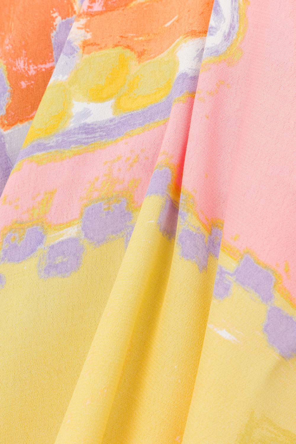 Morning Peach Print Relaxed Resort-Style Chey Top