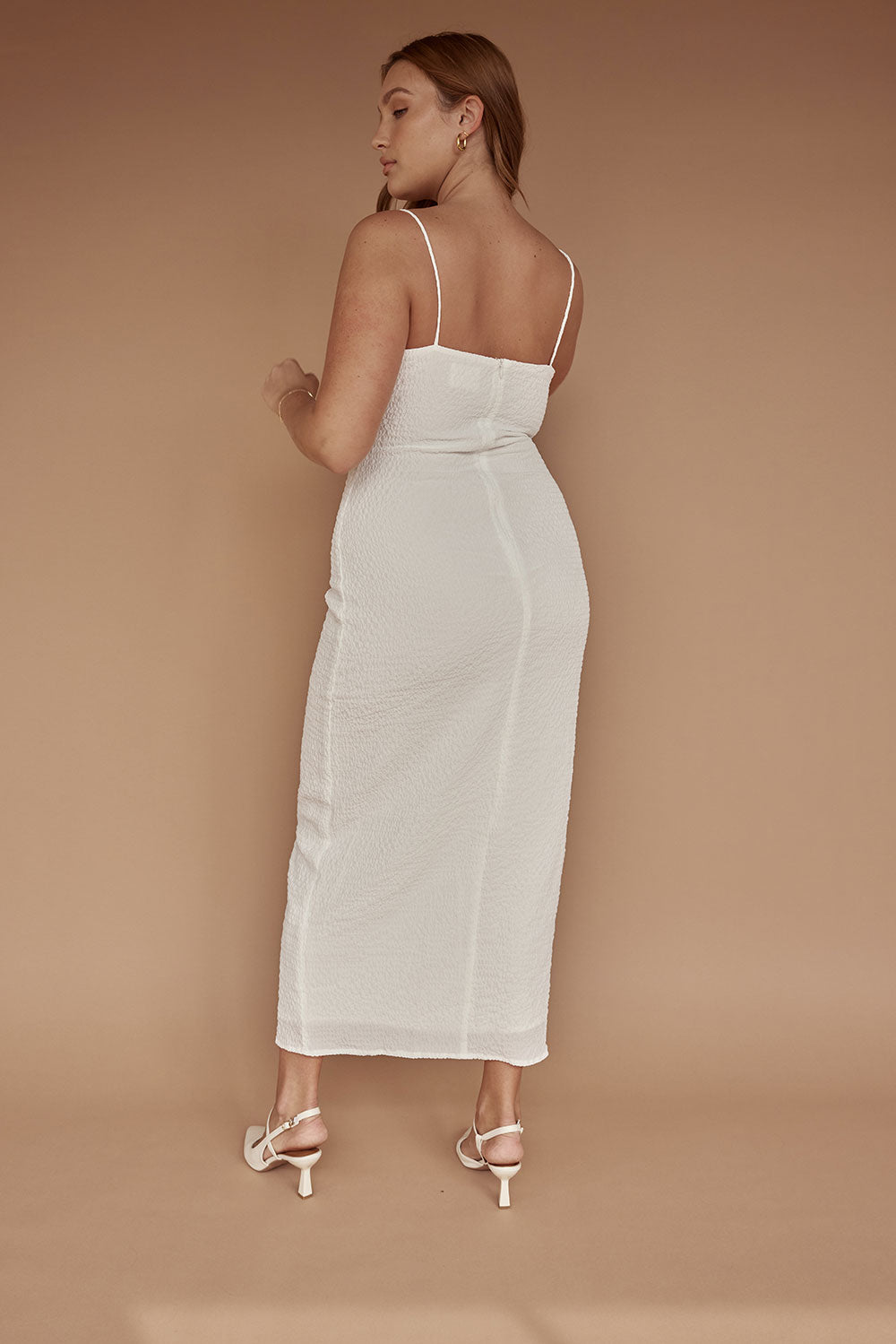 Exclusive White Charlina Midi Dress - Sample with Minor Flaw