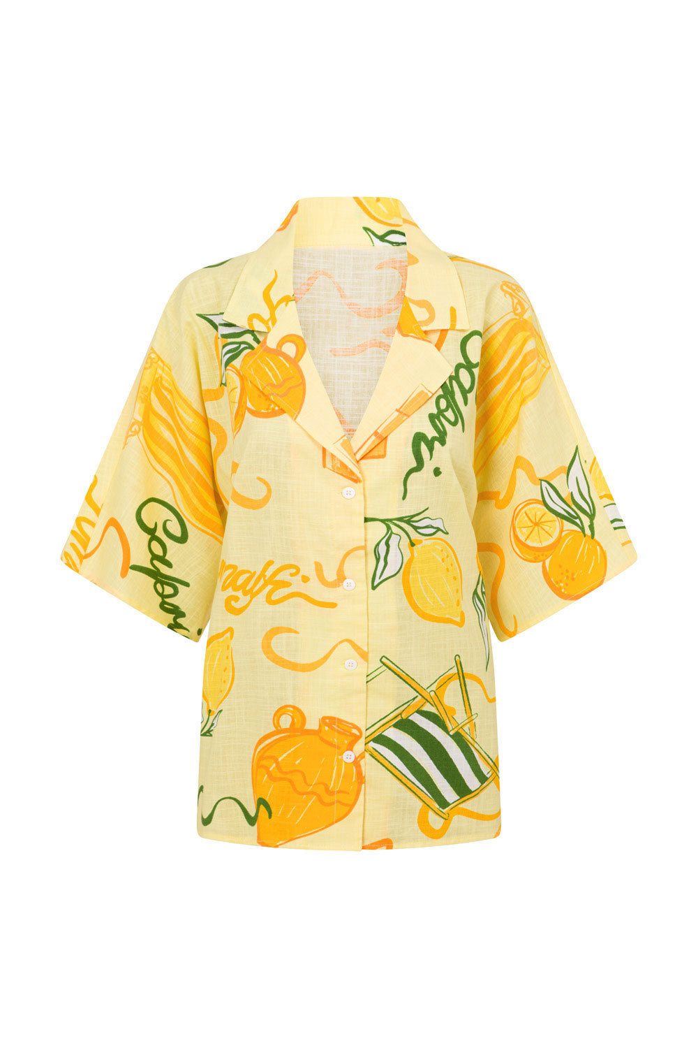 Sabo's Exclusive Amalfi Citrus Print Relaxed Resort-Style Seona Cotton Top