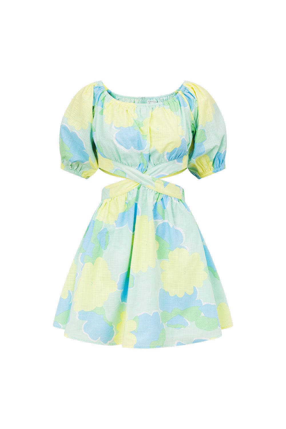 Stylish Blake Off - the - Shoulder Women's Dress with Flutter Green Print