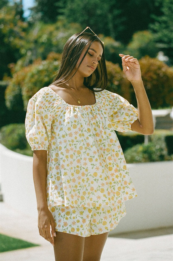 Exquisite Vintage Floral Natural Cream Cotton Avant Babydoll Top