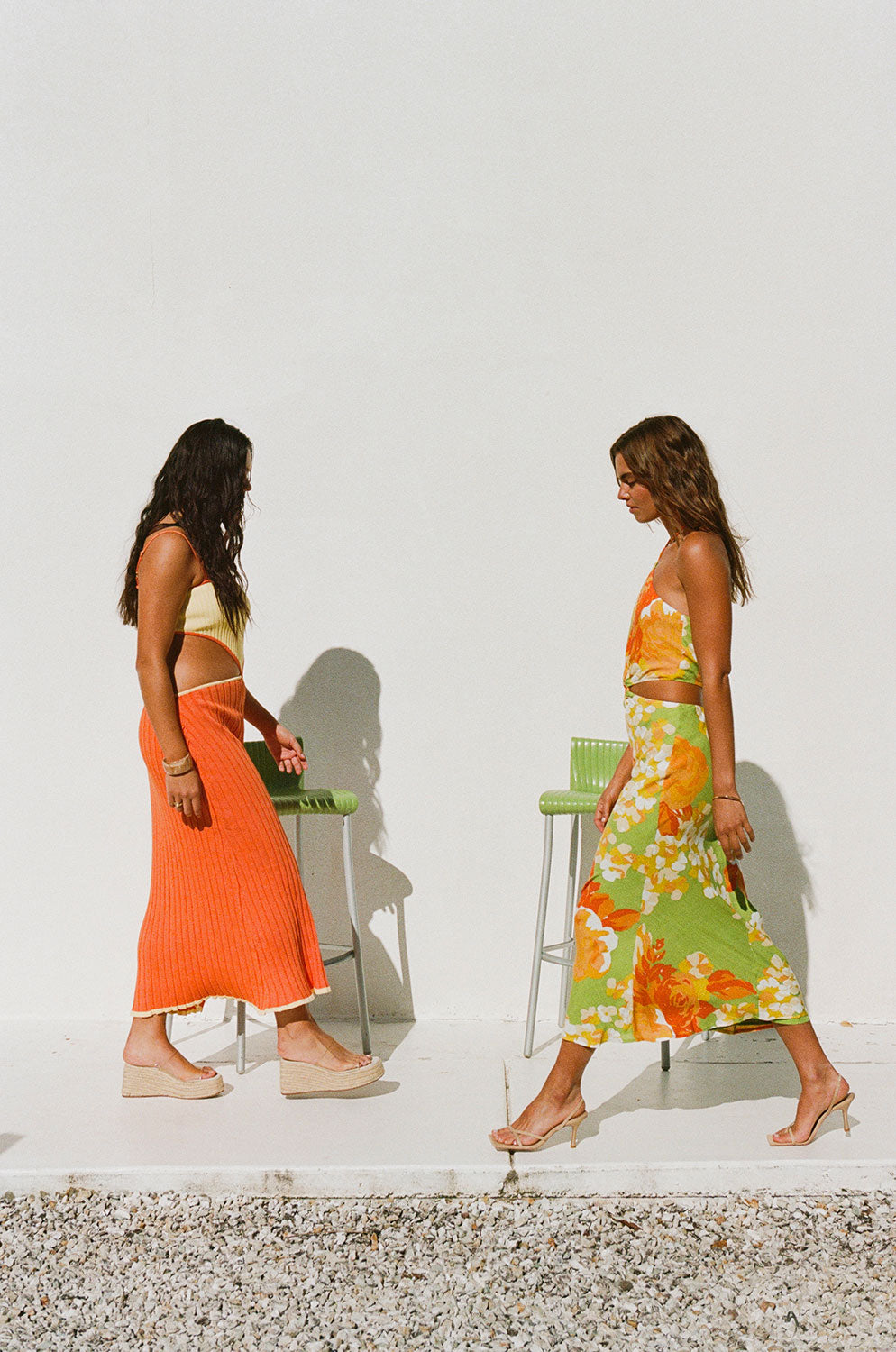Exquisite Floral Sunset Gala Cutout Dress - One - of - a - Kind