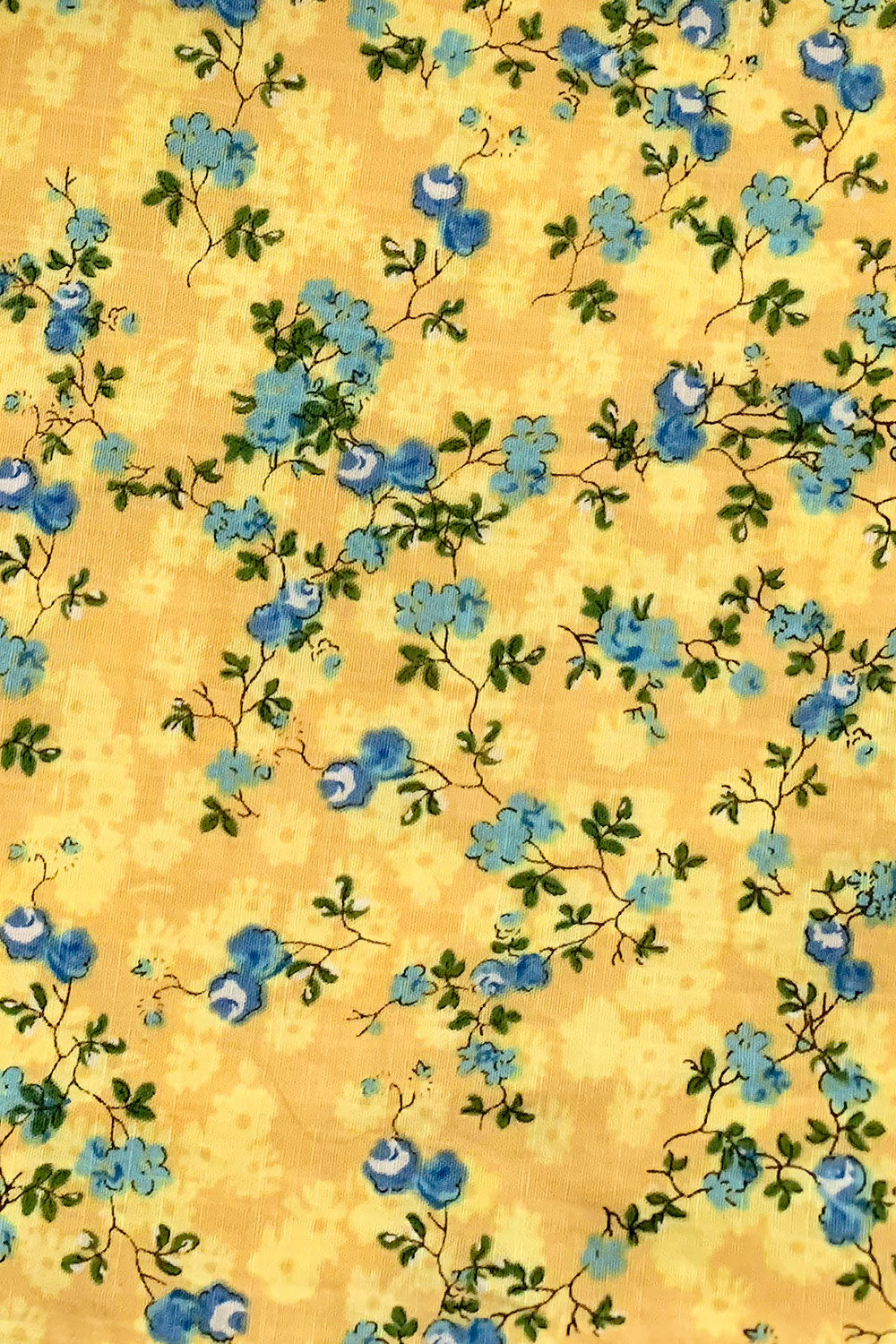 Stylish Yellow Cotton Blend Blue Floral Print Yana Cutout Spring Dress