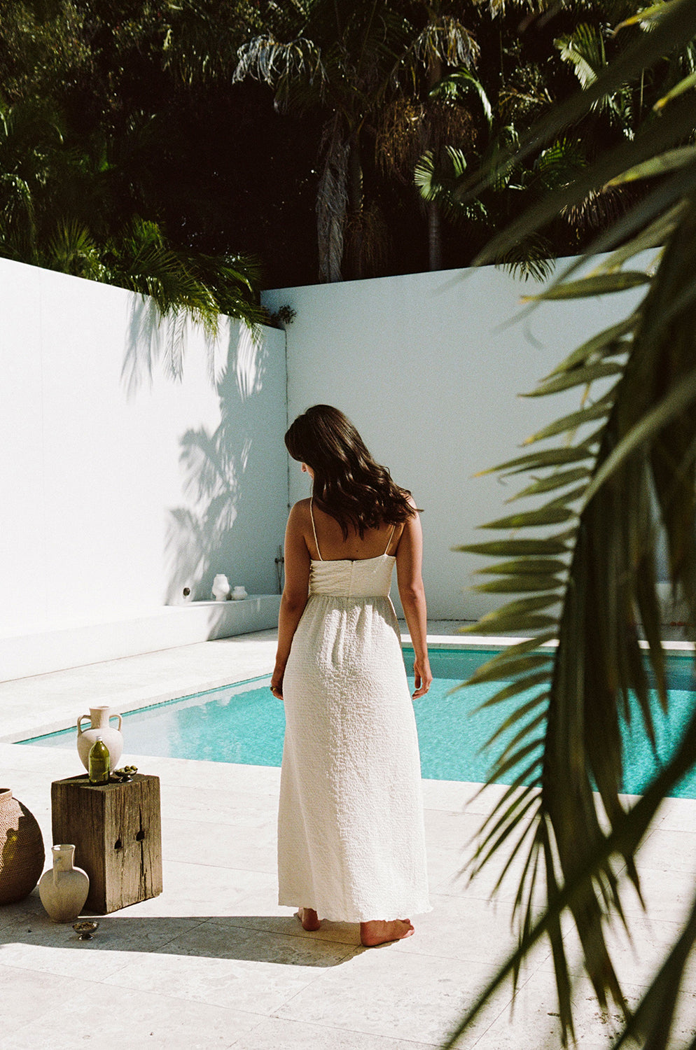 Cream Textured Crepe Bardot Dress for Bridal Events