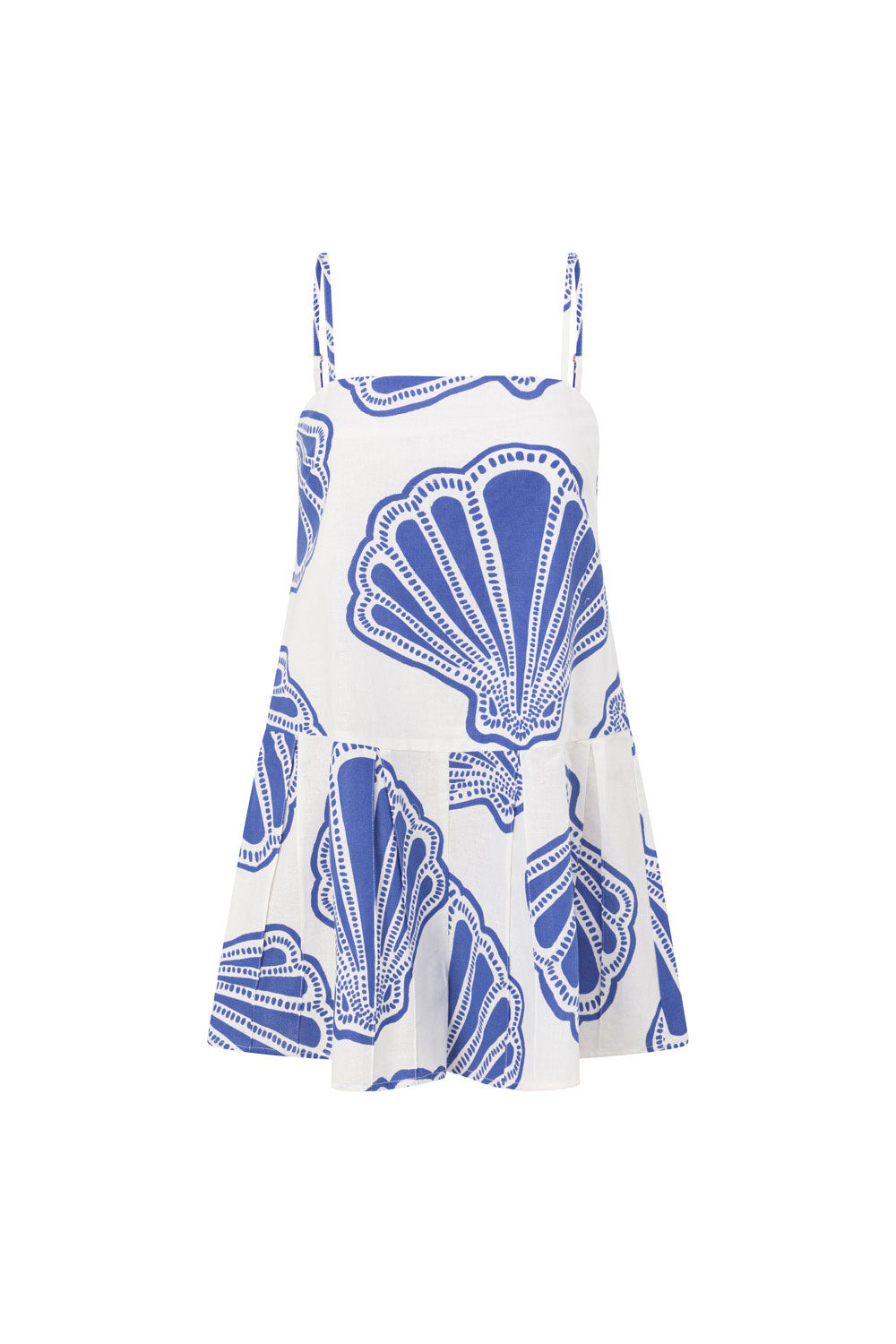 Exquisite Seashell - Printed Danna Playsuit in Natural Linen - Cotton Blend