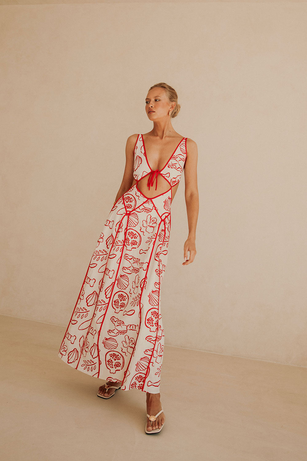 Unique Eliska Dress in Stunning Shoreline Red - Sample Piece