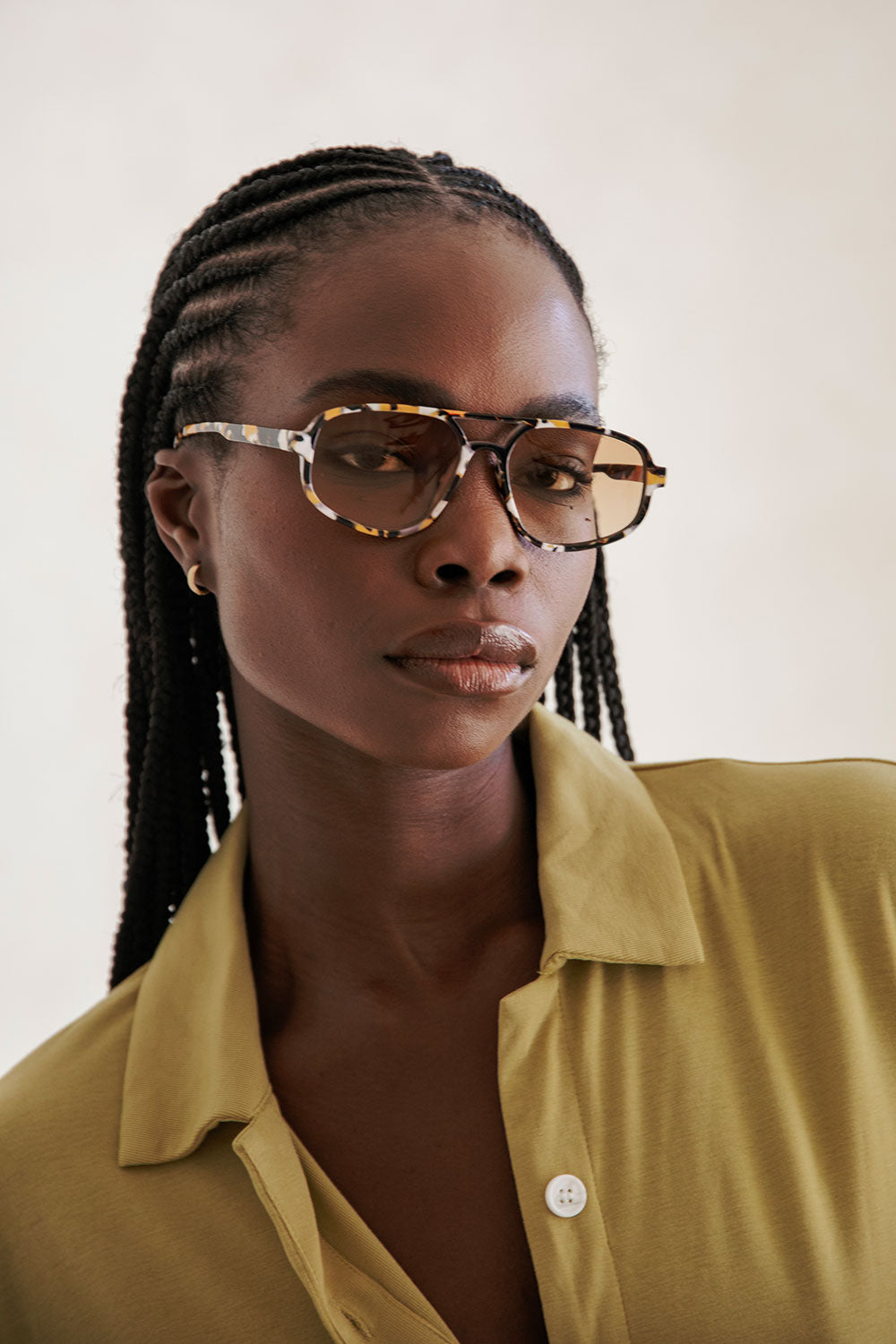 Stylish Domi Brown - Lensed Speckled Aviator Sunglasses
