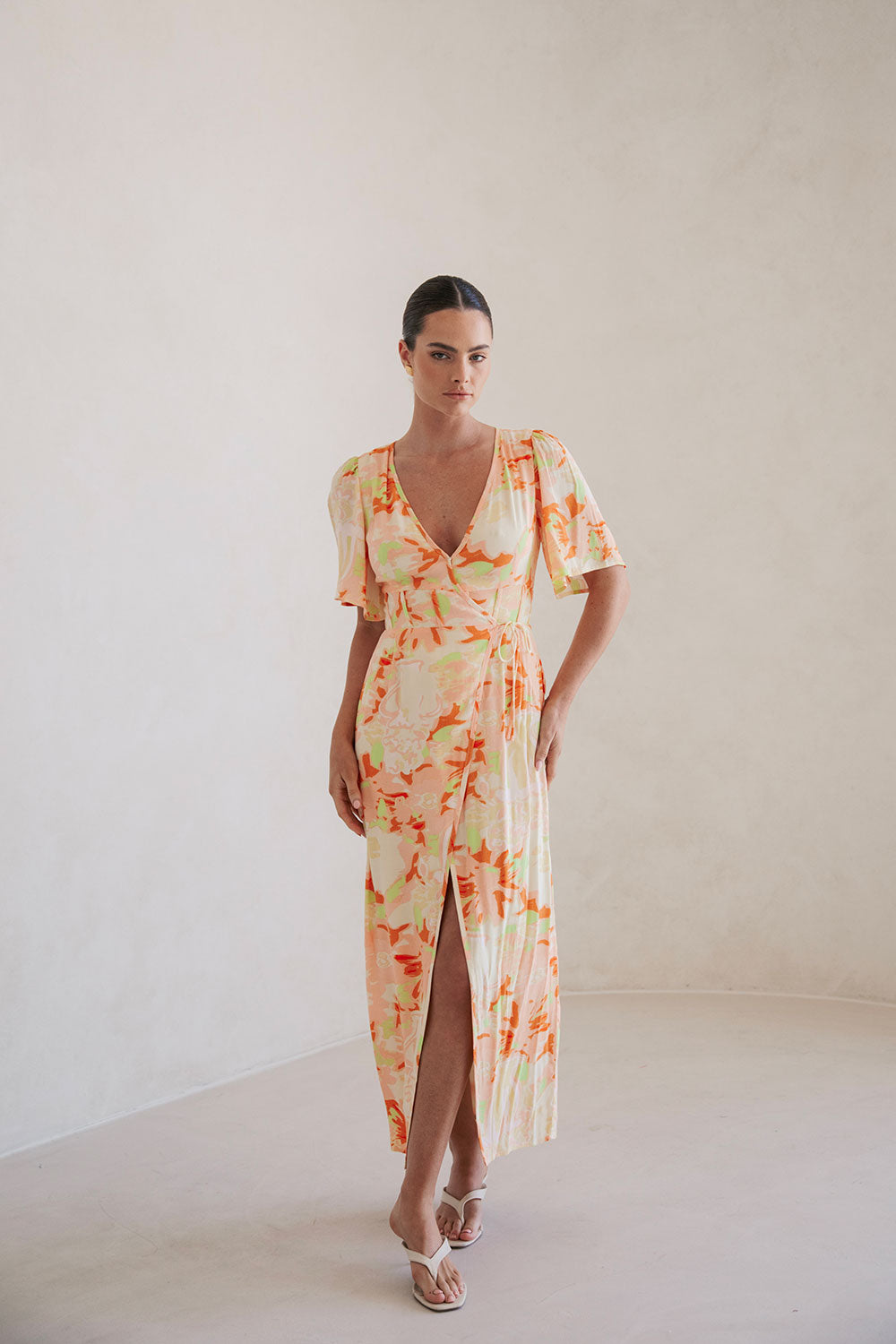 Aquitaine Women's Wrap Dress with Exclusive Motion Floral Pattern