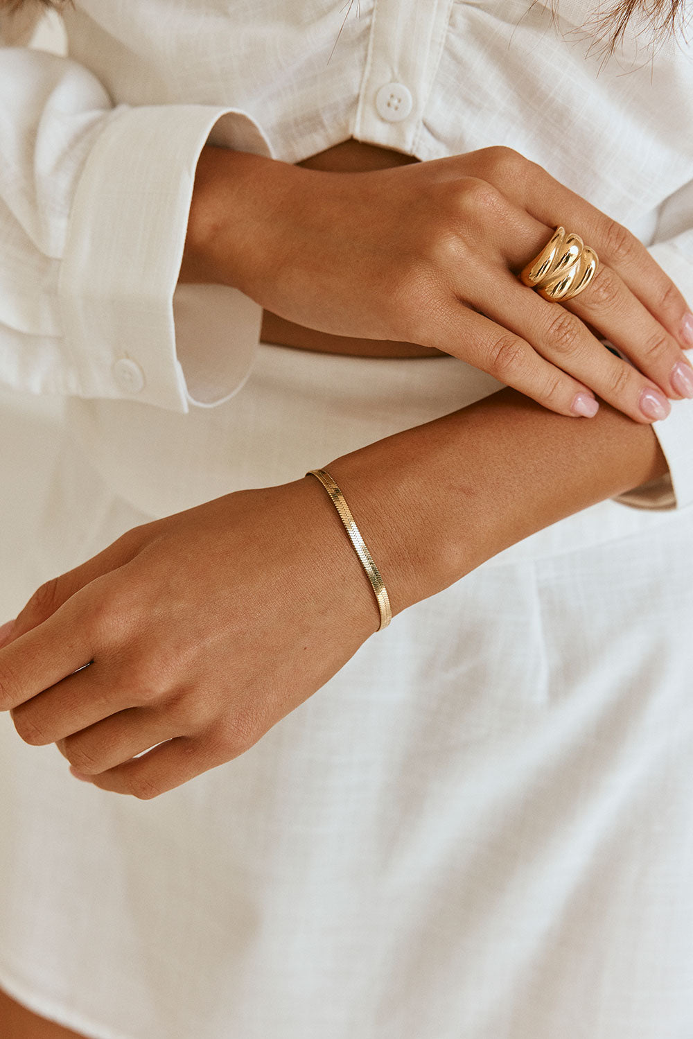 Stylish Gold-Toned Klara Herringbone Bracelet for Fashionable Accessorizing