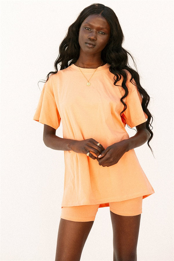 Sabo Exclusively Designed Natural Cotton Apricot Colored Relaxed Style T-Shirt