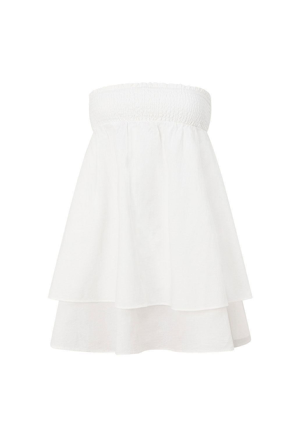 White Natural Cotton Rocio Strapless Babydoll Mini Dress