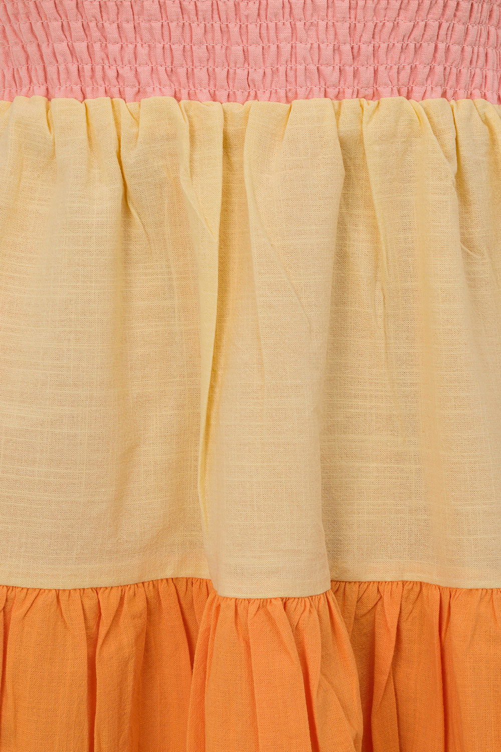 Audrina Charming Off - Shoulder Mini Dress in Pink, Yellow & Orange