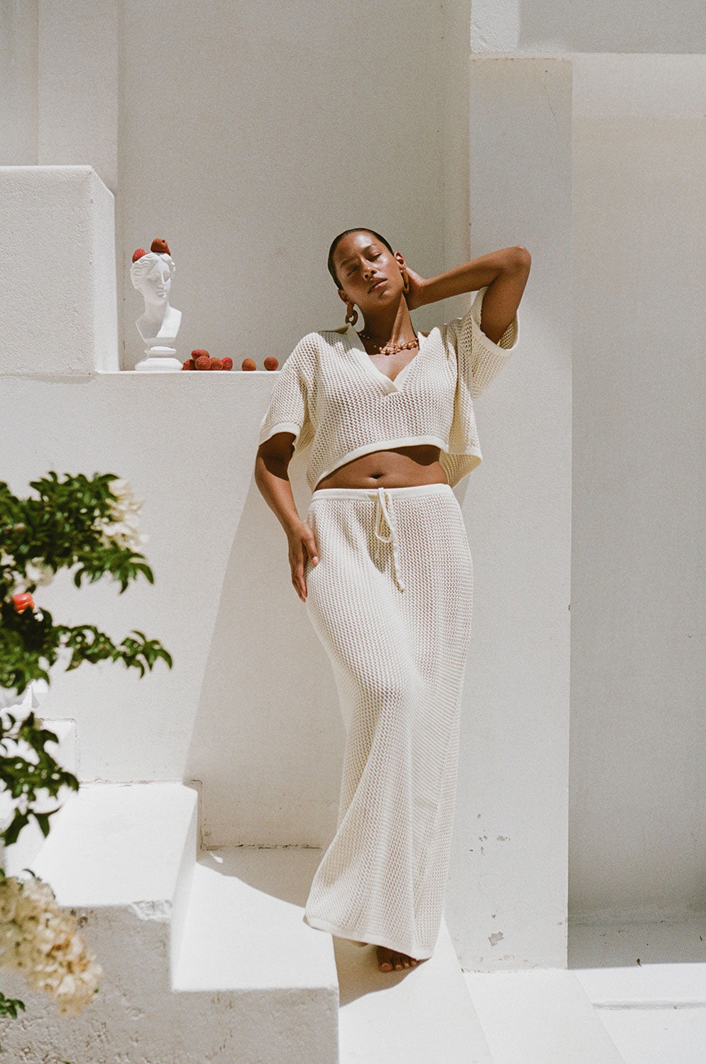Exquisite Cream Mesh Cotton Ivy Maxi A - Line Skirt for Vacation Sunsets