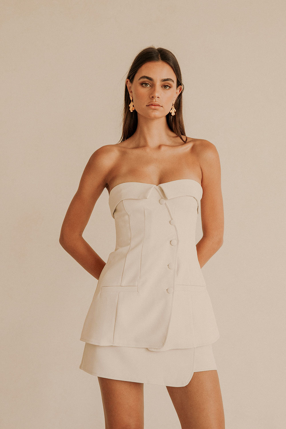 Exquisite Coconut - Hued Lavara Women's Strapless Top