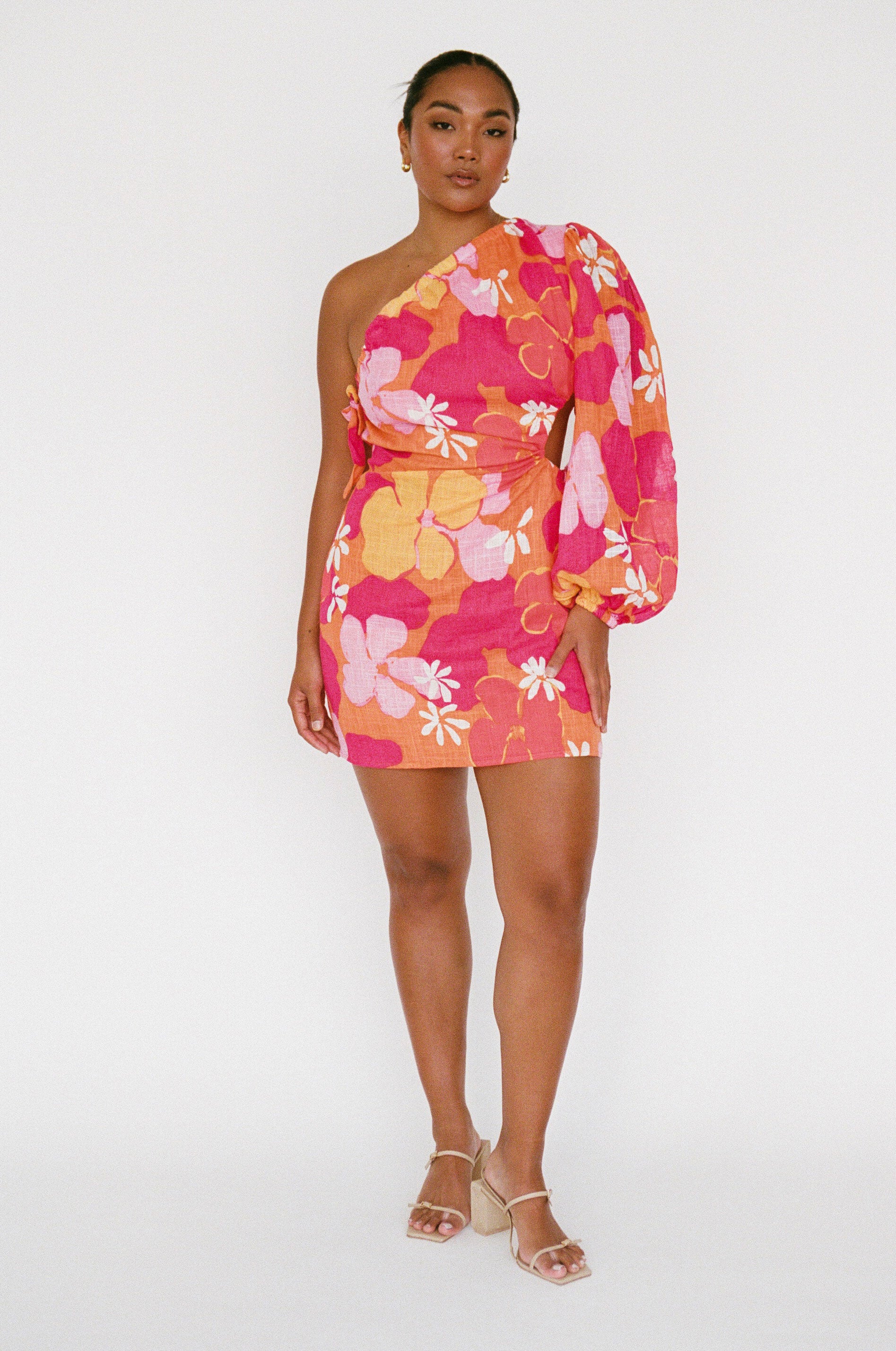 Eila Lightweight Cotton Cutout Dress with Exclusive Sunset Print