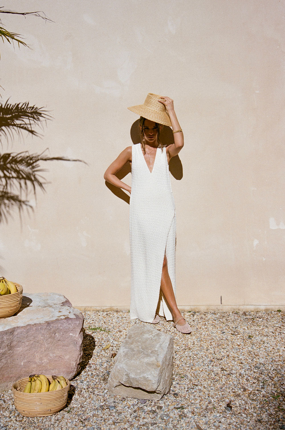 Cream Textured Boucle Knit Relaxed Fit Ella Maxi Dress