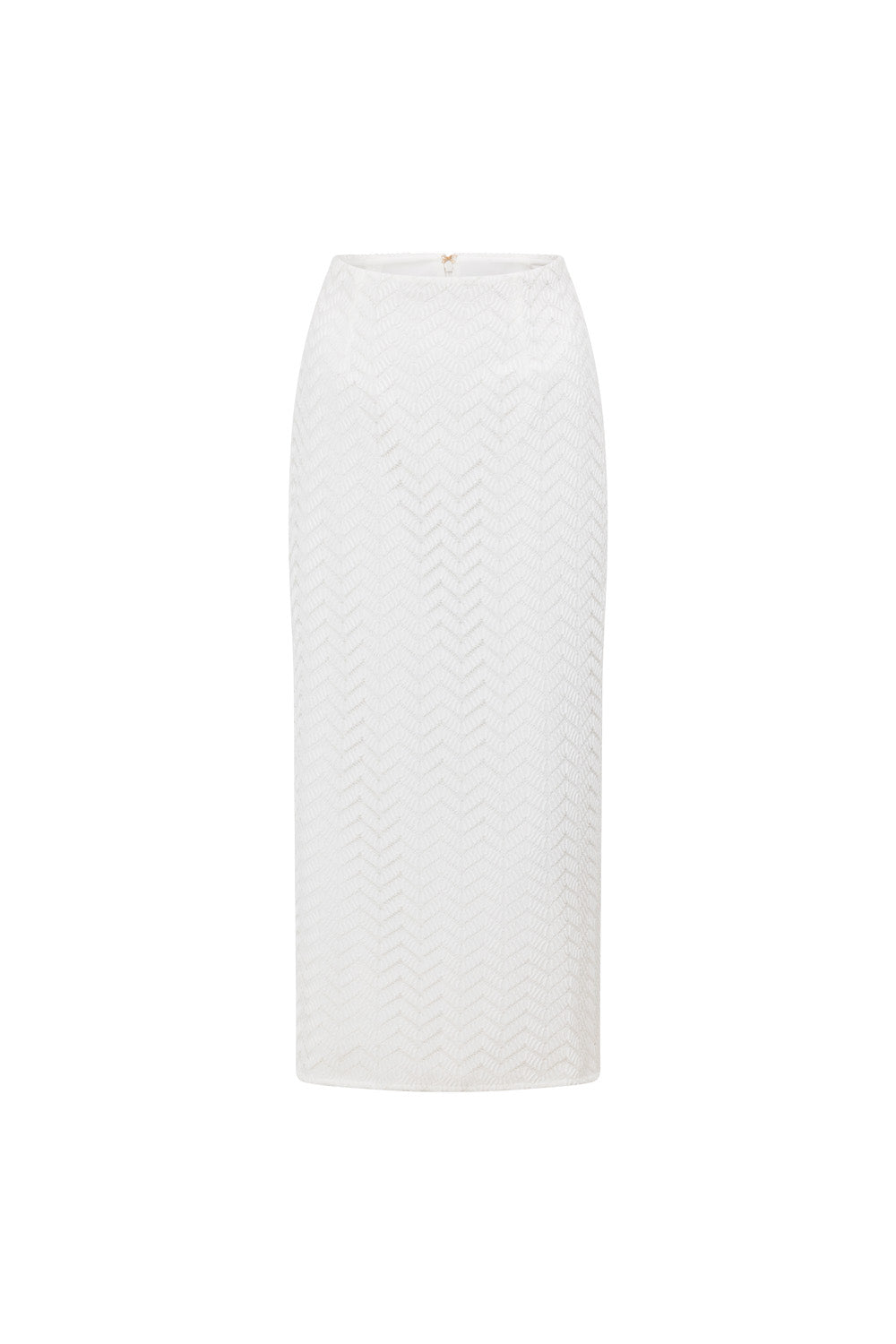 Elegant White Lace Penelope High - Waisted Midi Skirt