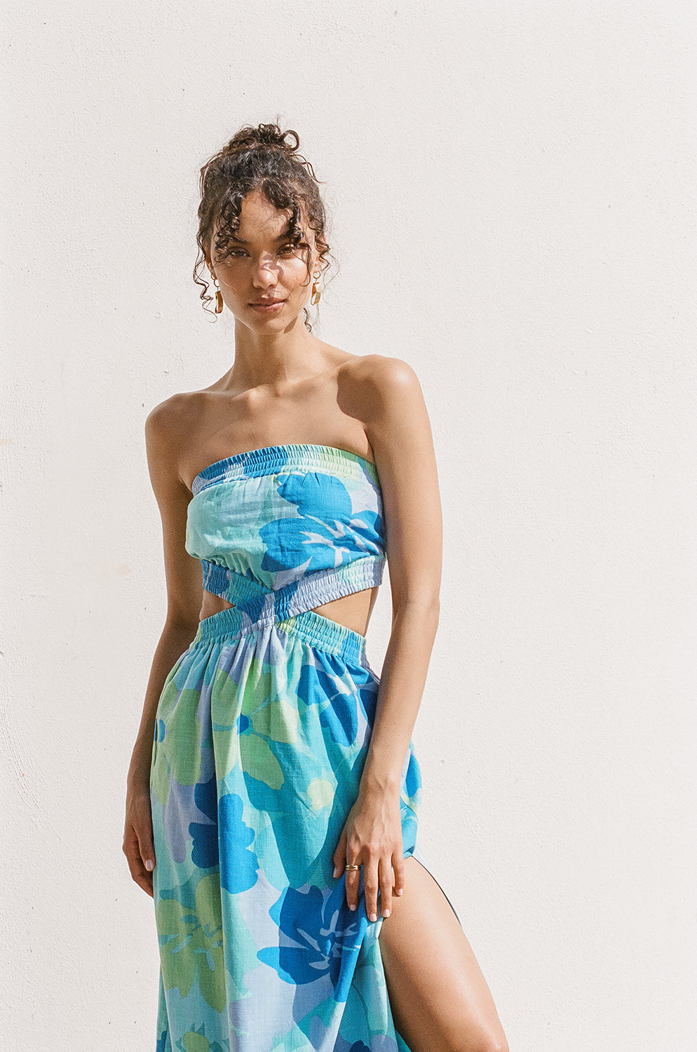 Stylish Holland Midi Women's Dress with Exclusive Bold River Floral Design