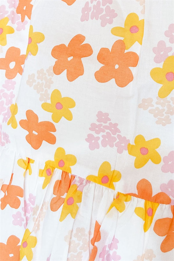 Exclusive Daisy Print Samaya Babydoll Dress in High - Quality Natural Cotton