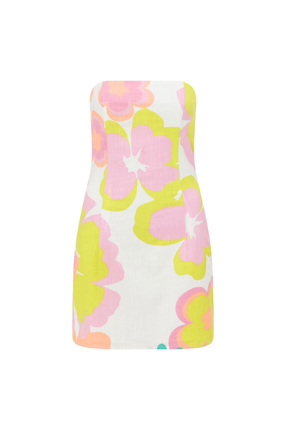 Sabo Exclusive Bubblegum Floral Strapless Cotton Slub Daintree Dress