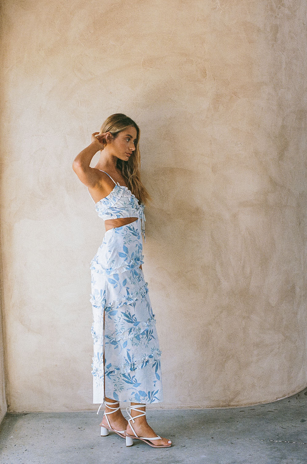 Exclusive Lily Bud Print Natural Cotton Jaida Midi Dress