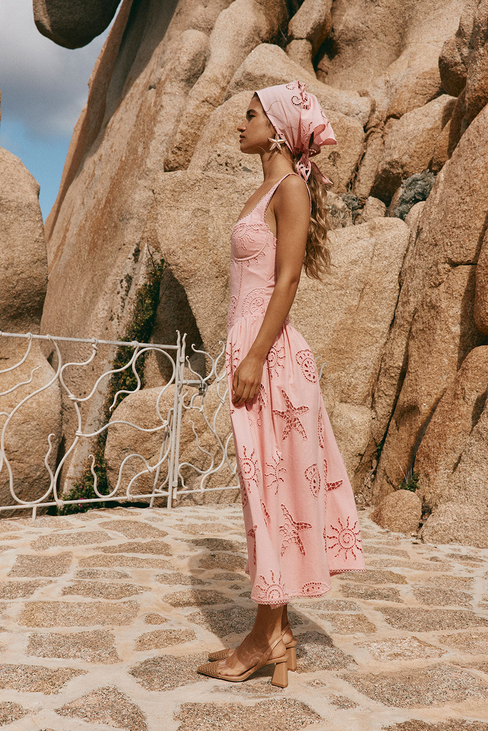 Exquisite Corallo Rosa Biarritz Linen-Cotton Blend Dress