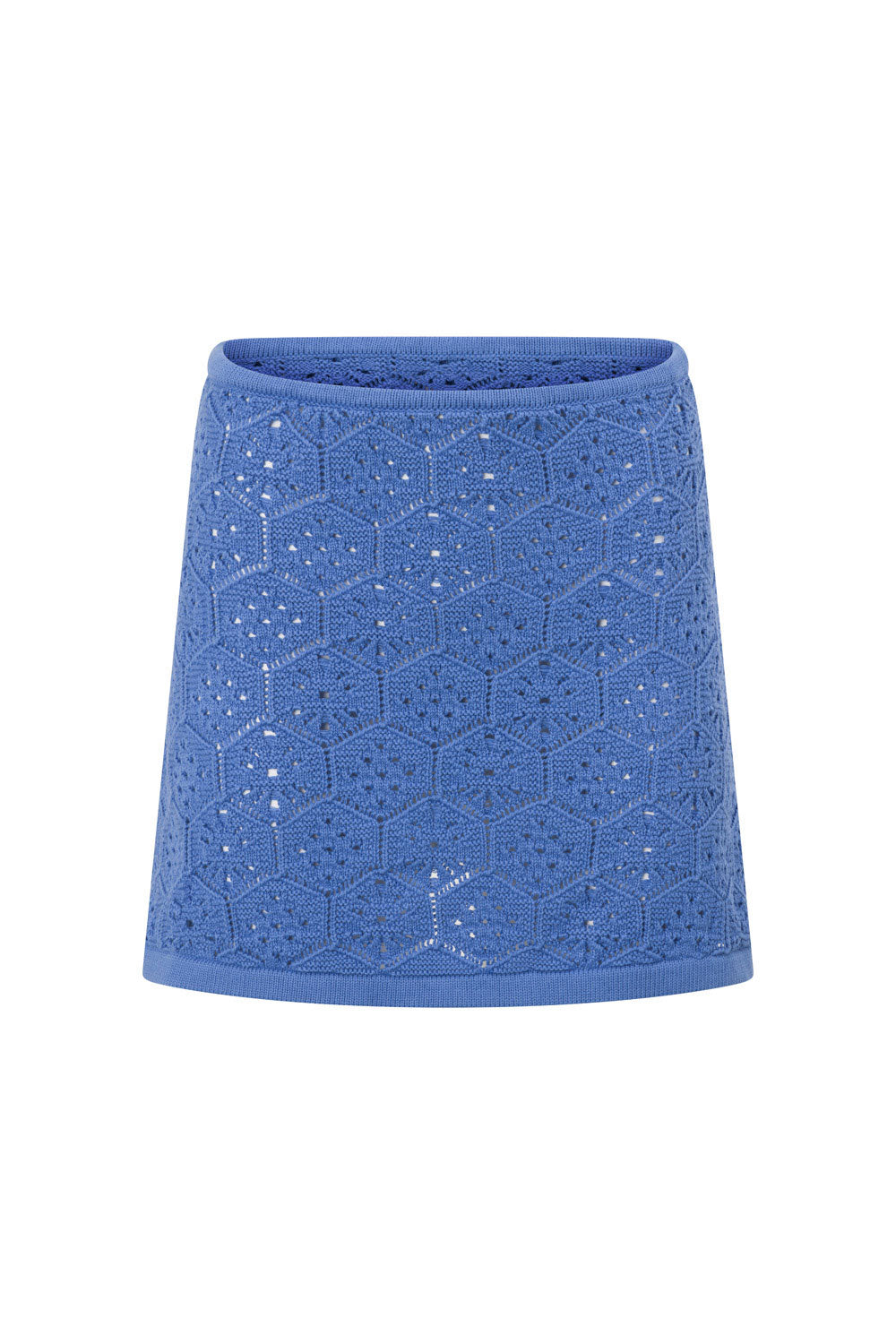 Blue Natural Cotton Diamond Knit High Waisted Mini Alivia Skirt