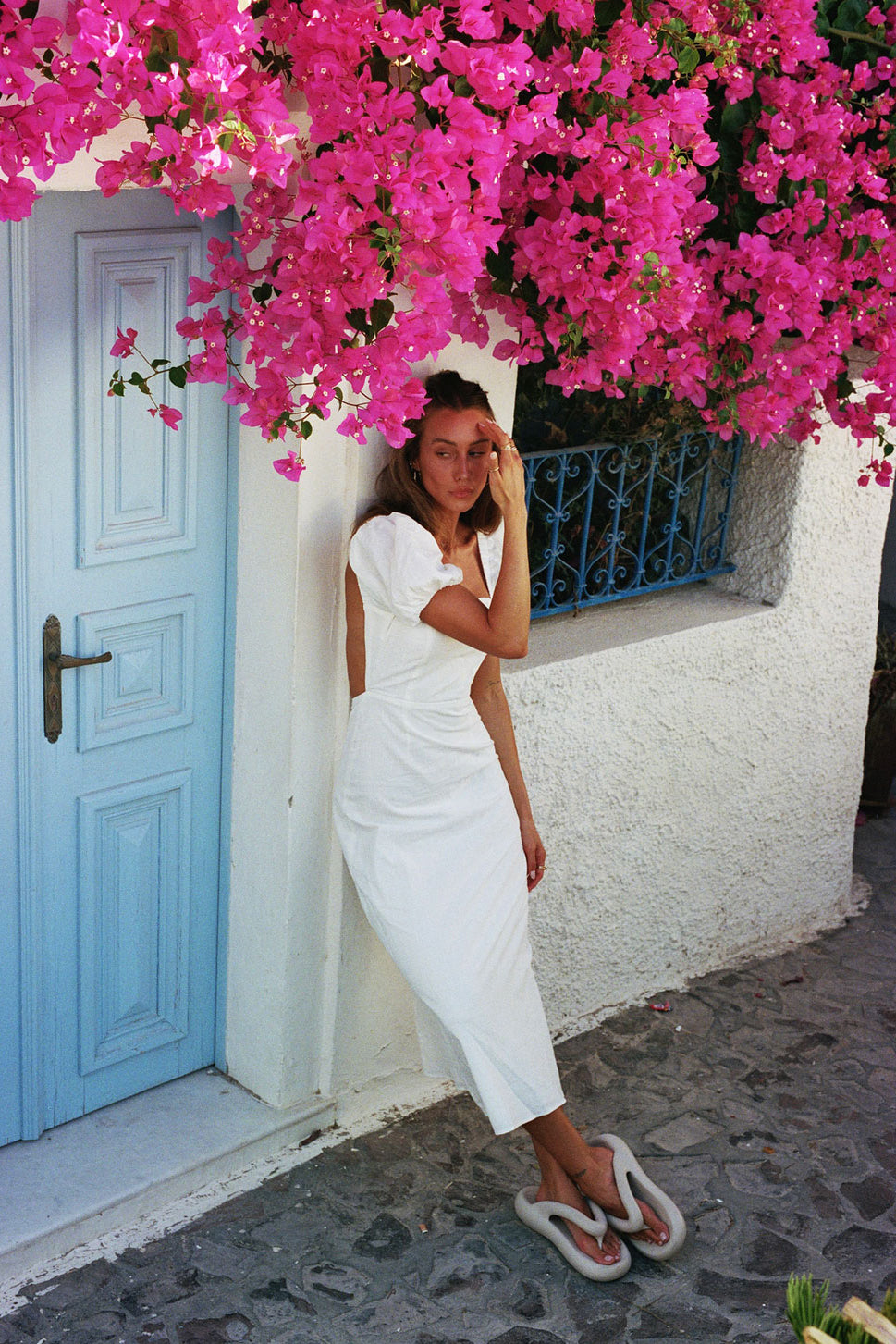 Backless White Samah Midi Dress for Women