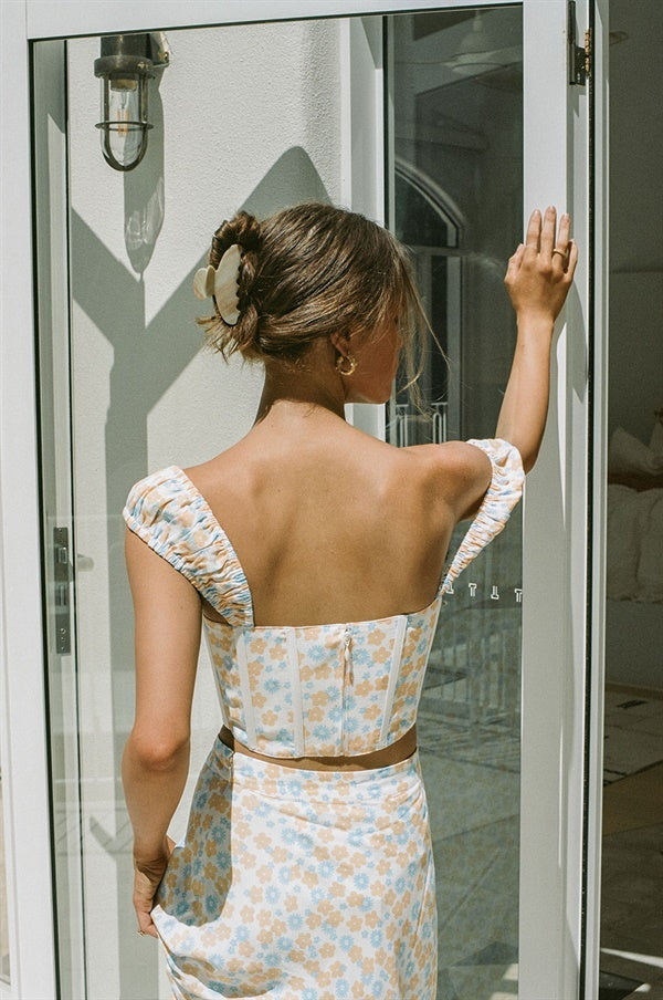 Stylish Women's Aliana Corset Top with Exclusive Buttercup Floral Print