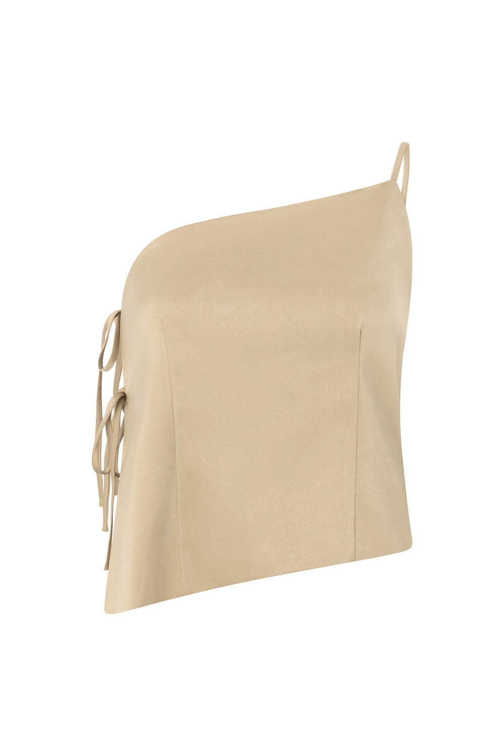 Dusty Olive Matte Silky Asymmetric Bria Top for Formal Wear