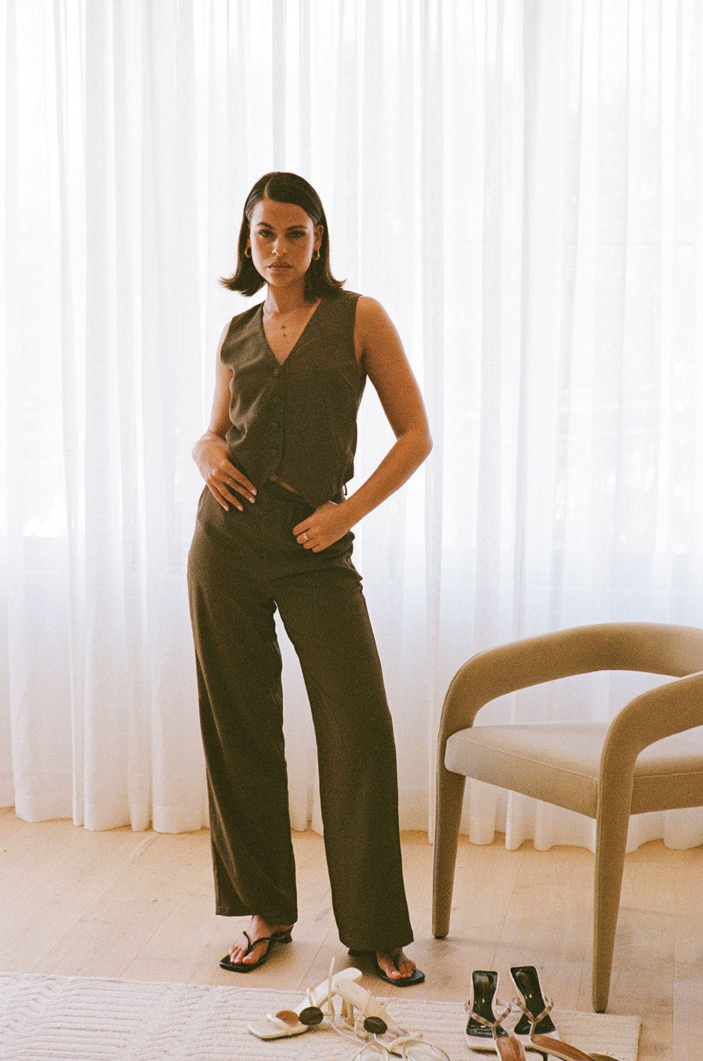Chocolate Remi Pants - Unique Sample with Distinctive Feature