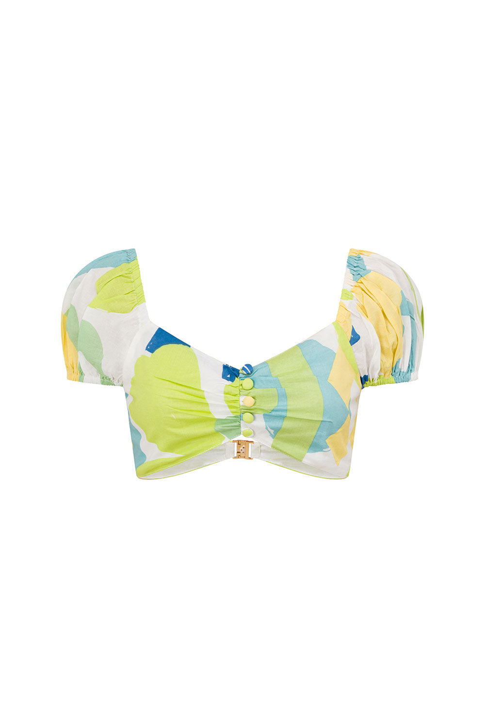 Eye - catching Checker Floral Aliza Cropped Bindi Cotton Voile Top