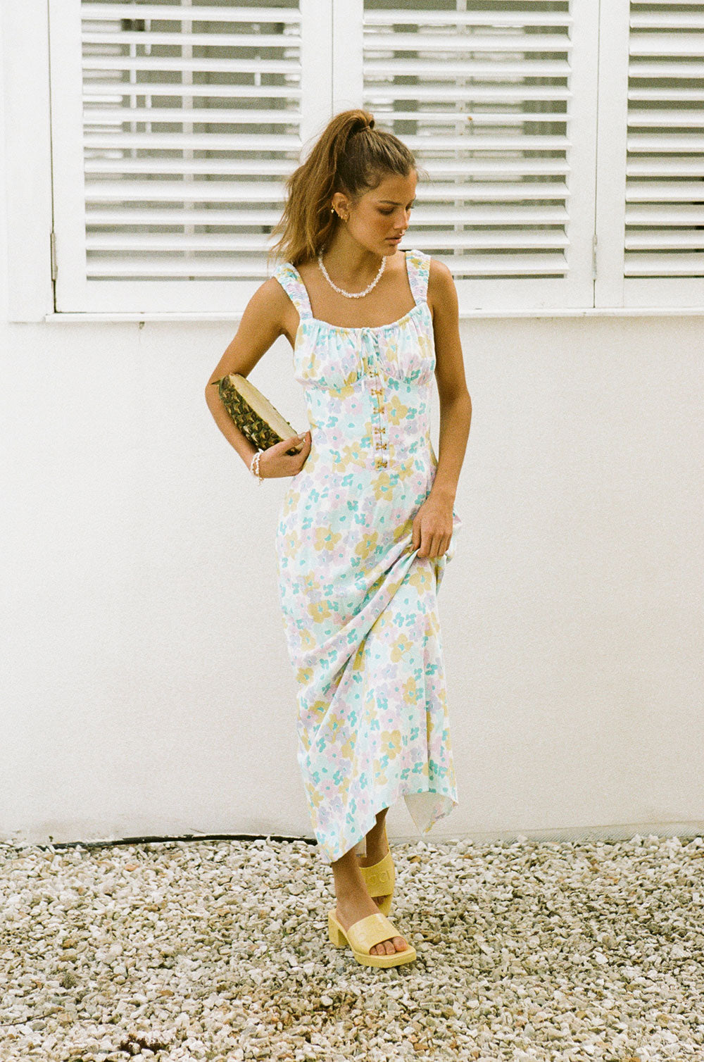 Exclusive Blue Multi Floral Print Tanna Women's Midi Dress