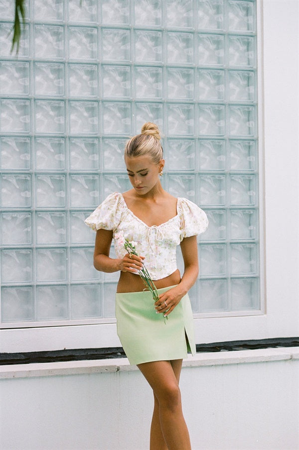 Exclusive Sabo Designed Hensley Top with Yellow Blush Floral Print
