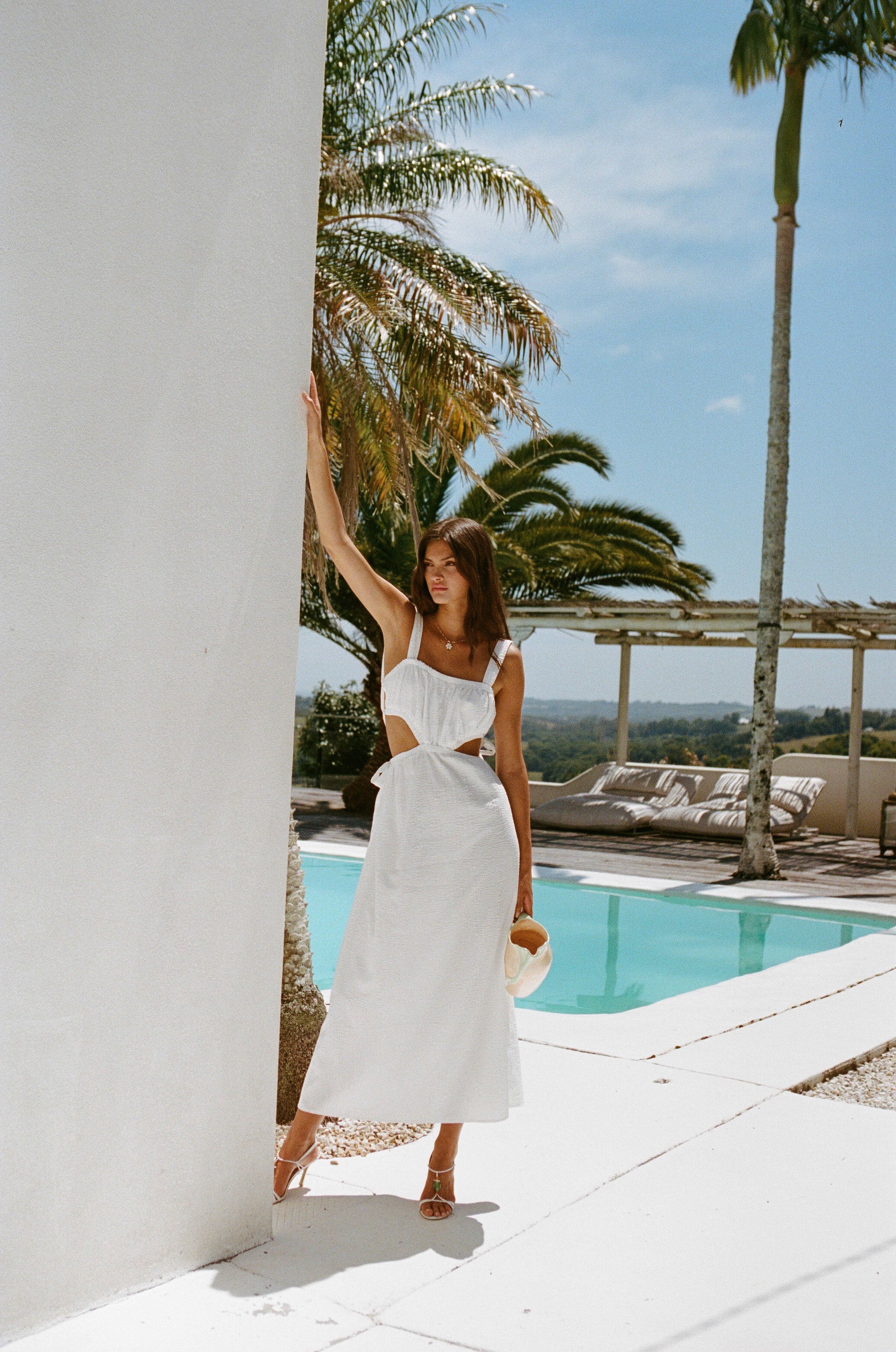 Exclusive Sabo-Designed White Lightweight Midi Akayla Dress