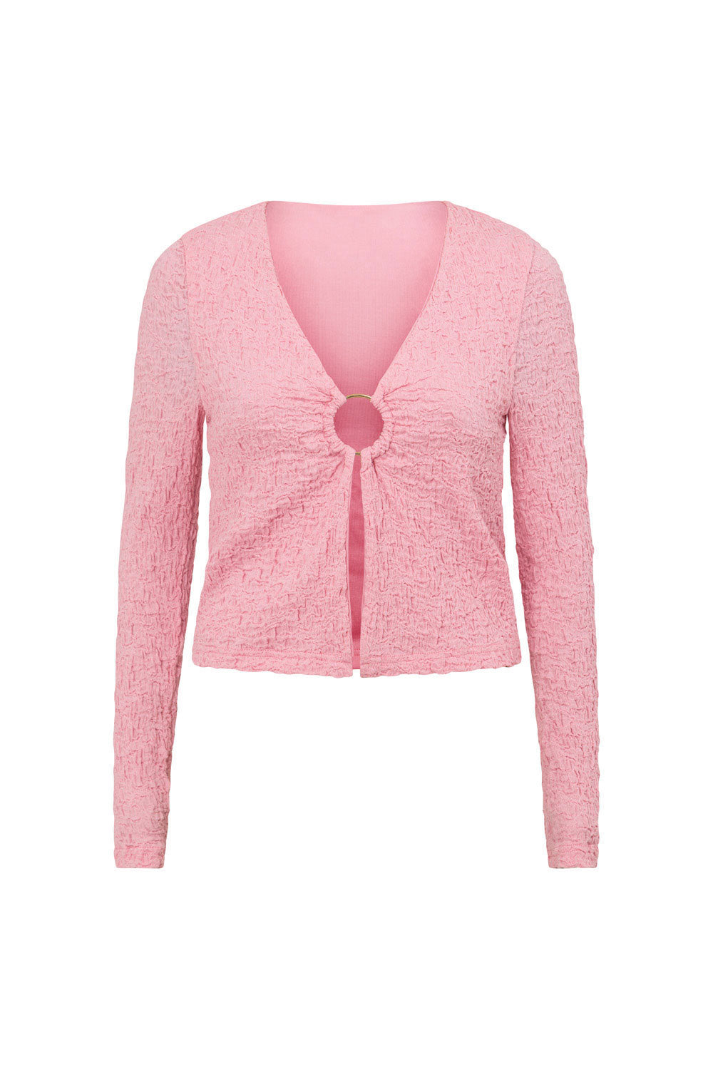Pink Cotton Blend Crinkle Heidi Ring Top for Stylish Outfits