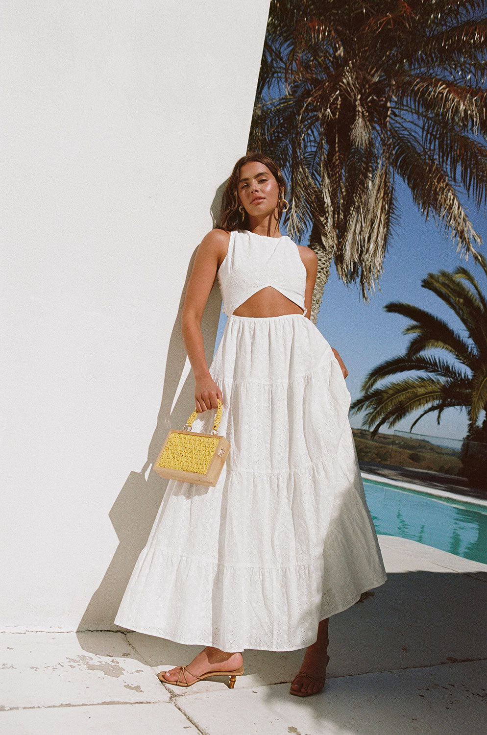 Exclusively Designed Ultra Feminine White Cotton Broiderie Klara Dress