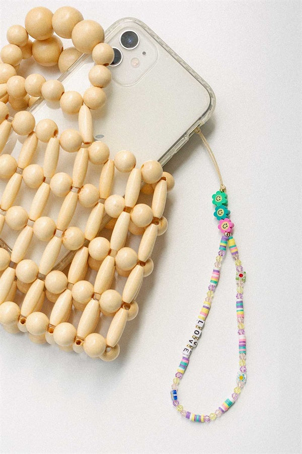 Trendy Multi - Colored Beaded Phone Accessory Charm