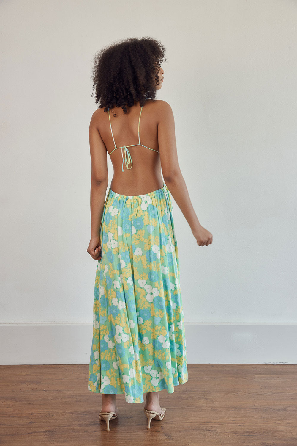 Women's Summer Tropical Print Backless Maxi Dress - Toulouse Bryony